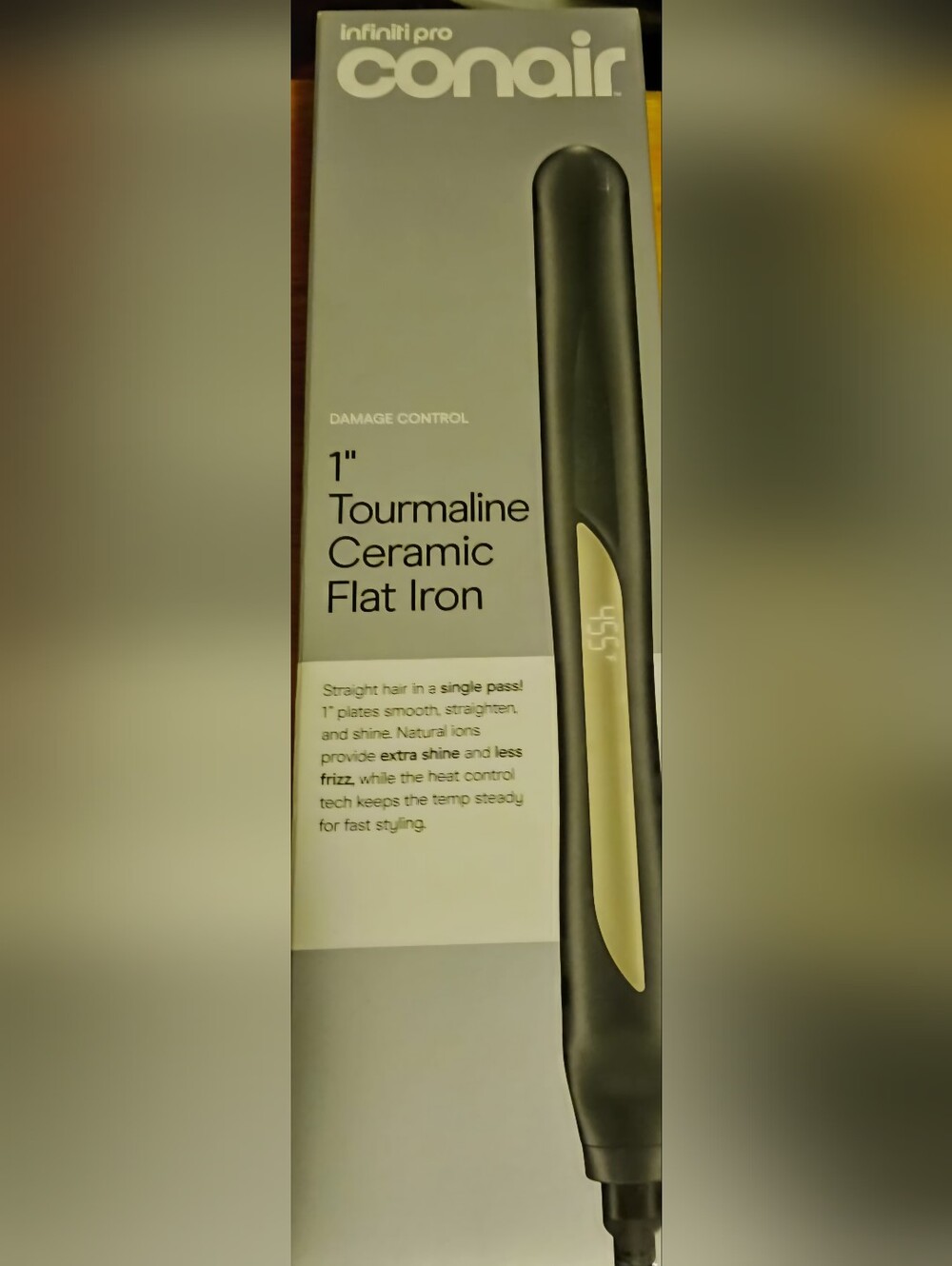 Tourmaline Ceramic Flat Iron - 1" - Black and Gold